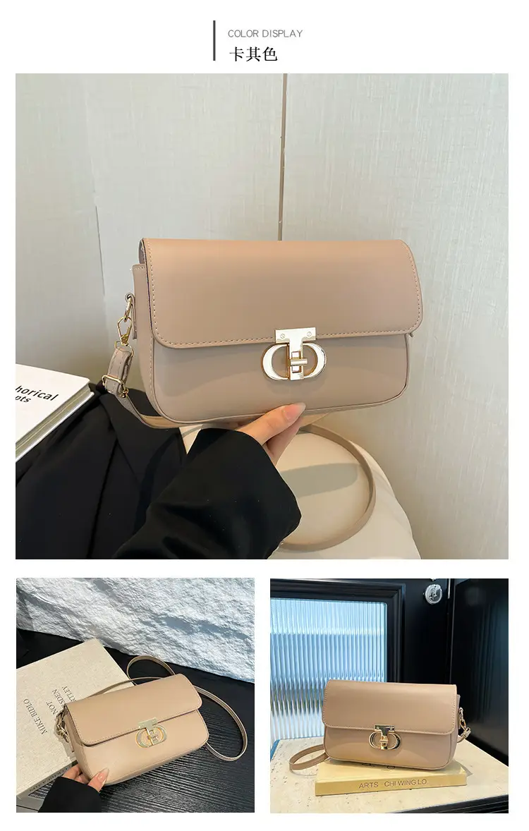 White Blue Textured Lock Buckle Satchel Bag for Women — feature 24