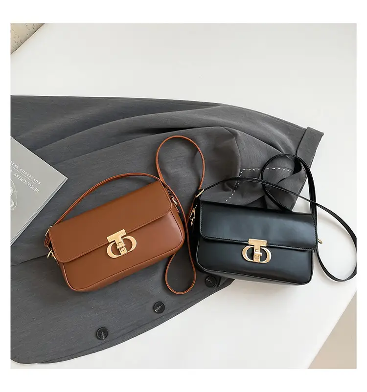 White Blue Textured Lock Buckle Satchel Bag for Women — feature 27