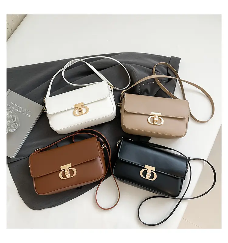 White Blue Textured Lock Buckle Satchel Bag for Women — feature 28