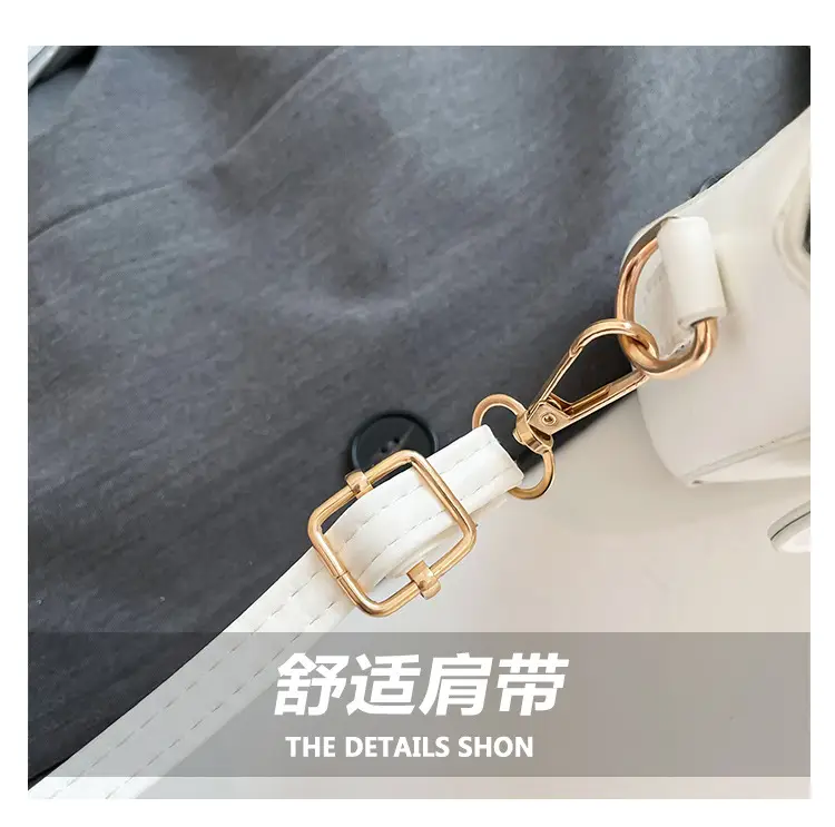 White Blue Textured Lock Buckle Satchel Bag for Women — feature 4