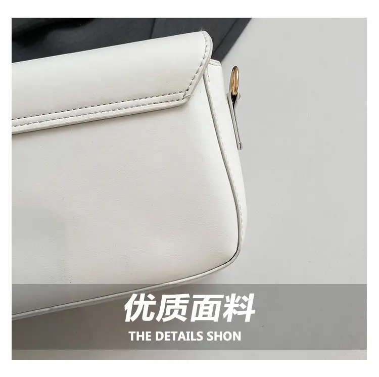 White Blue Textured Lock Buckle Satchel Bag for Women — feature 5