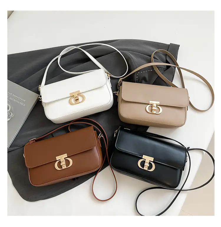 White Blue Textured Lock Buckle Satchel Bag for Women — feature 8