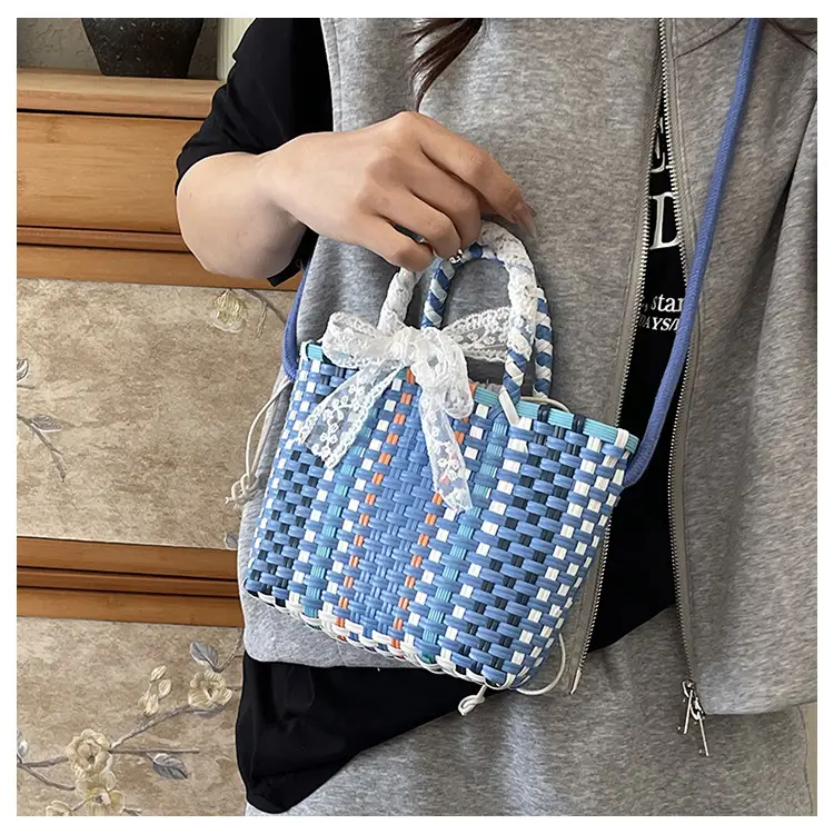 Blue Woven Crossbody Bag for Women Small Square Design — feature 11