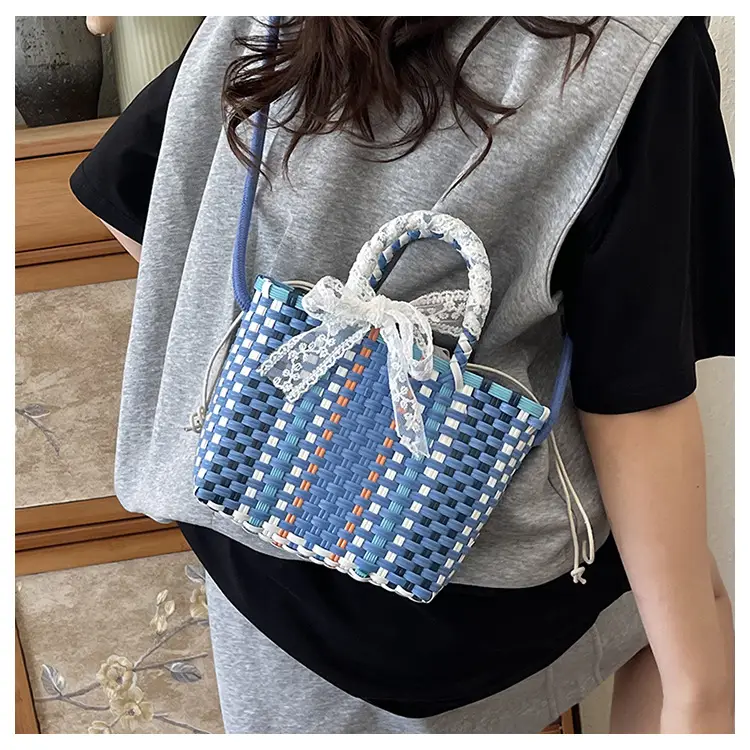 Blue Woven Crossbody Bag for Women Small Square Design — feature 12