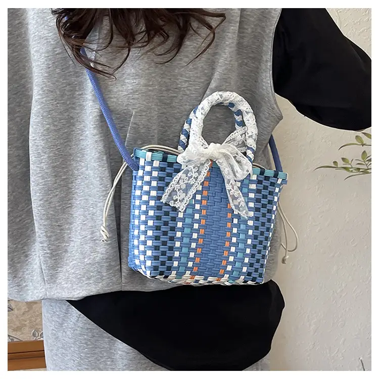 Blue Woven Crossbody Bag for Women Small Square Design — feature 13