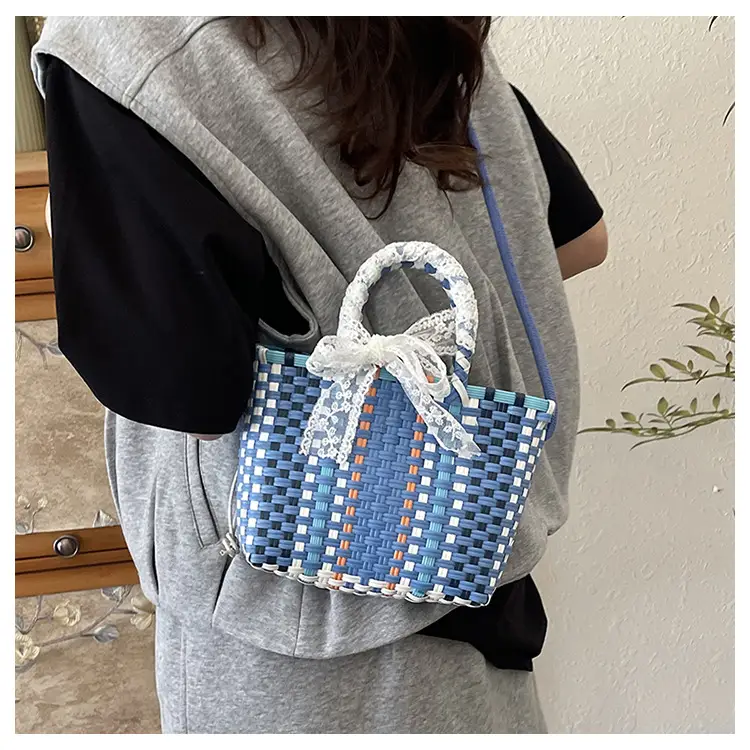 Blue Woven Crossbody Bag for Women Small Square Design — feature 16