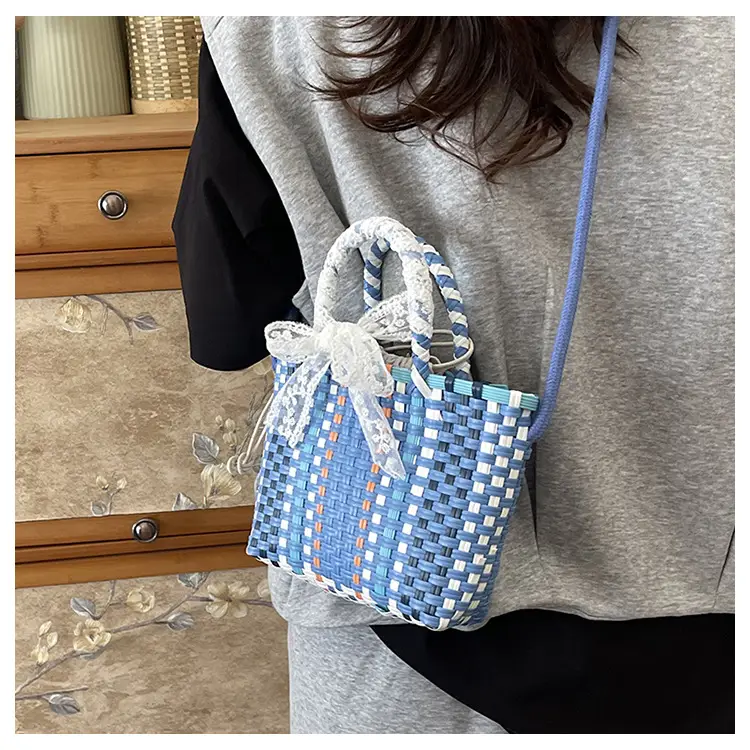 Blue Woven Crossbody Bag for Women Small Square Design — feature 17