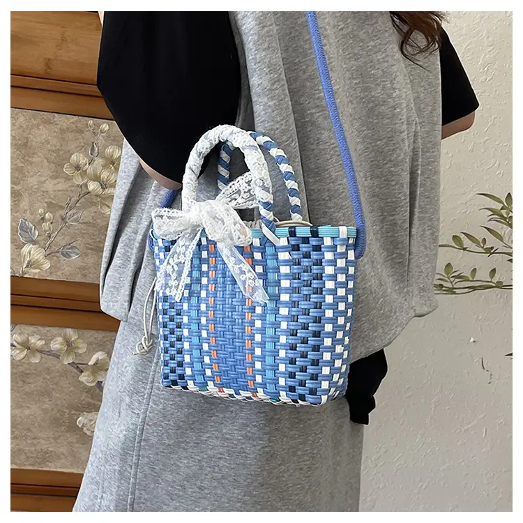 Blue Woven Crossbody Bag for Women Small Square Design — feature 18