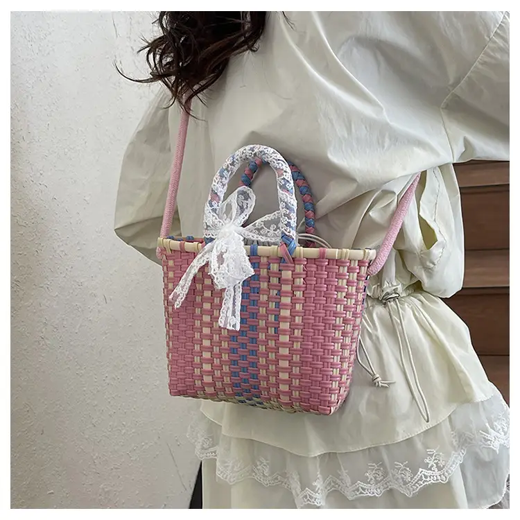 Blue Woven Crossbody Bag for Women Small Square Design — feature 26