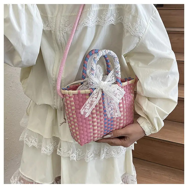 Blue Woven Crossbody Bag for Women Small Square Design — feature 31