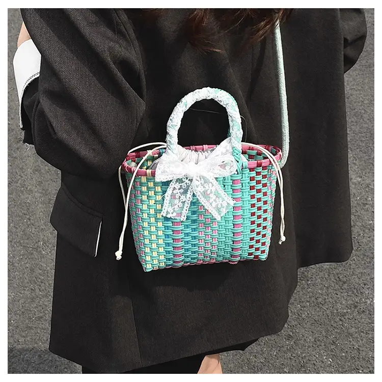 Blue Woven Crossbody Bag for Women Small Square Design — feature 34