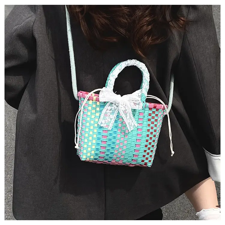 Blue Woven Crossbody Bag for Women Small Square Design — feature 38