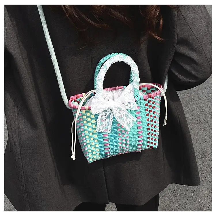 Blue Woven Crossbody Bag for Women Small Square Design — feature 39