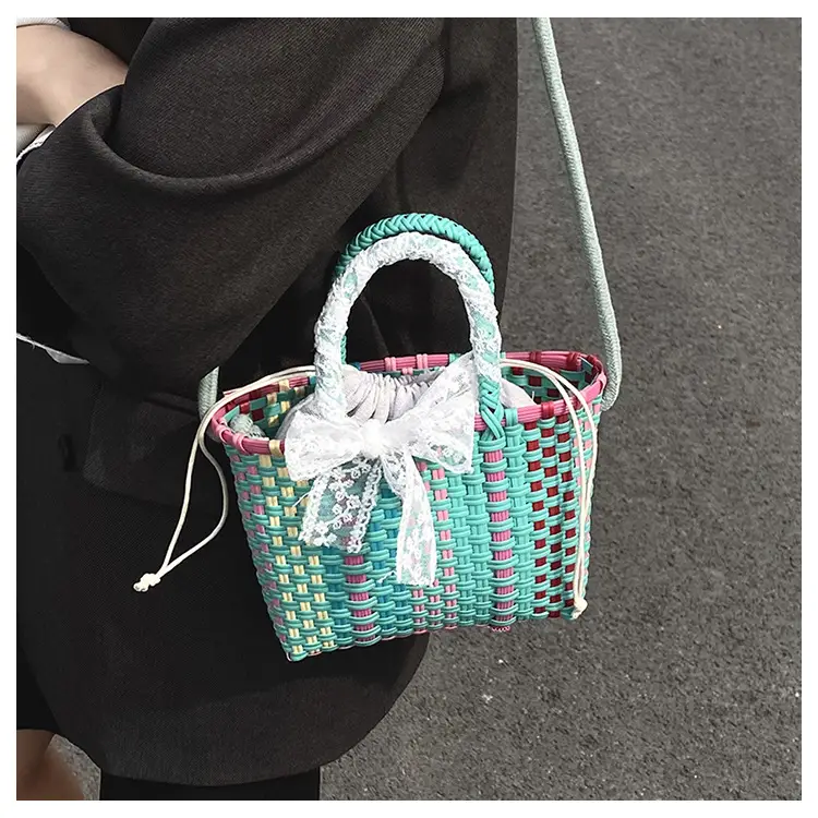 Blue Woven Crossbody Bag for Women Small Square Design — feature 40