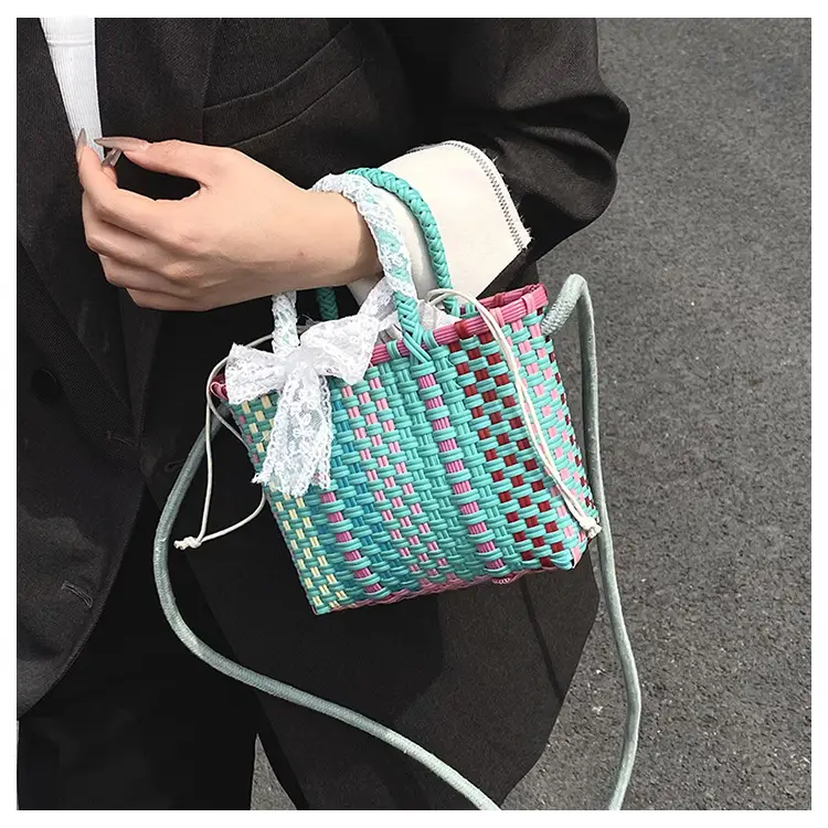Blue Woven Crossbody Bag for Women Small Square Design — feature 41