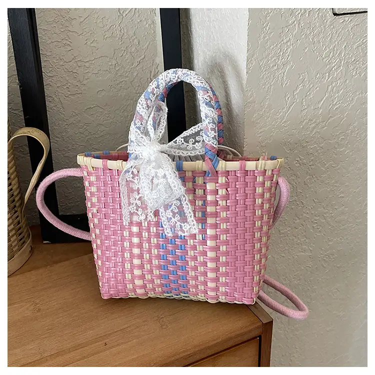 Blue Woven Crossbody Bag for Women Small Square Design — feature 43