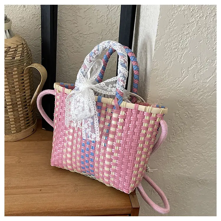 Blue Woven Crossbody Bag for Women Small Square Design — feature 44