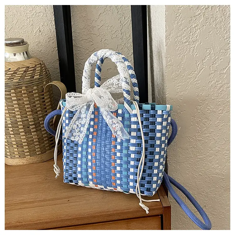 Blue Woven Crossbody Bag for Women Small Square Design — feature 45