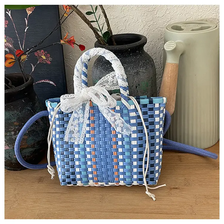 Blue Woven Crossbody Bag for Women Small Square Design — feature 46
