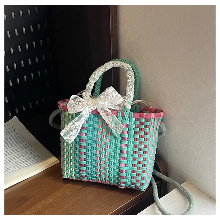 Blue Woven Crossbody Bag for Women Small Square Design — feature 48