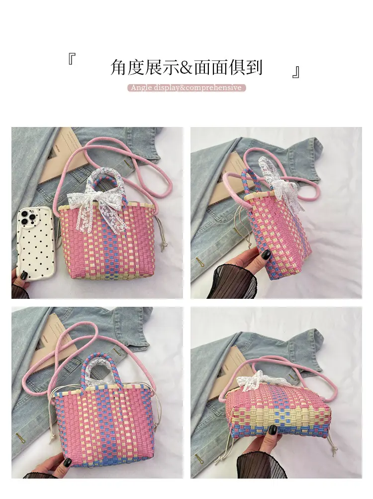 Blue Woven Crossbody Bag for Women Small Square Design — feature 6