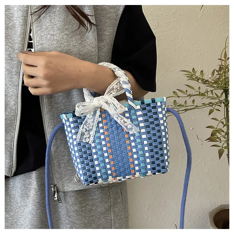 Blue Woven Crossbody Bag for Women Small Square Design — feature 7