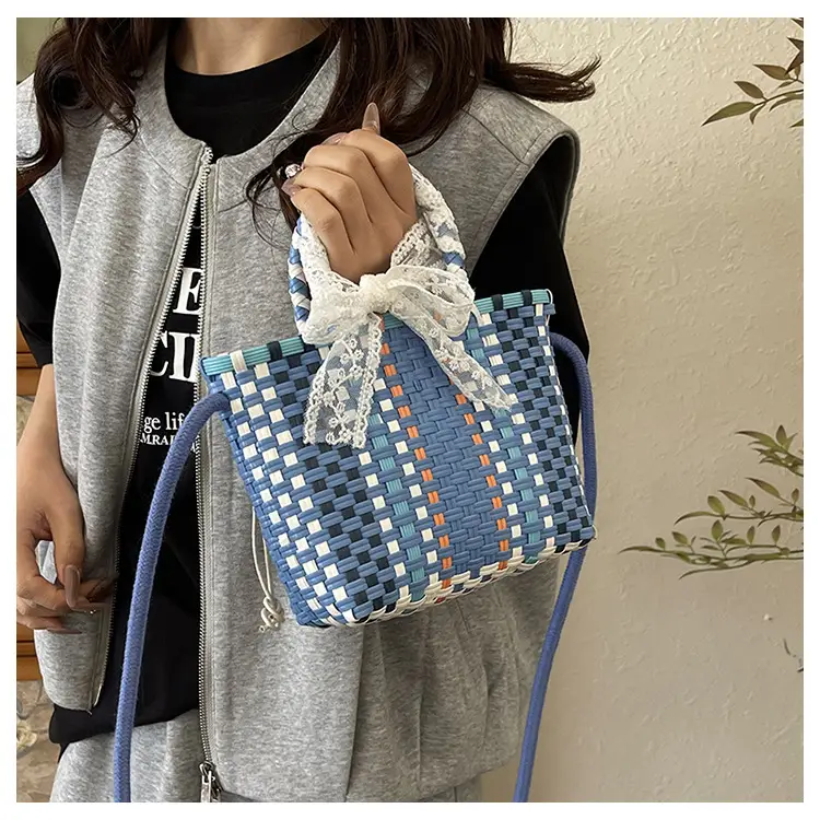 Blue Woven Crossbody Bag for Women Small Square Design — feature 8