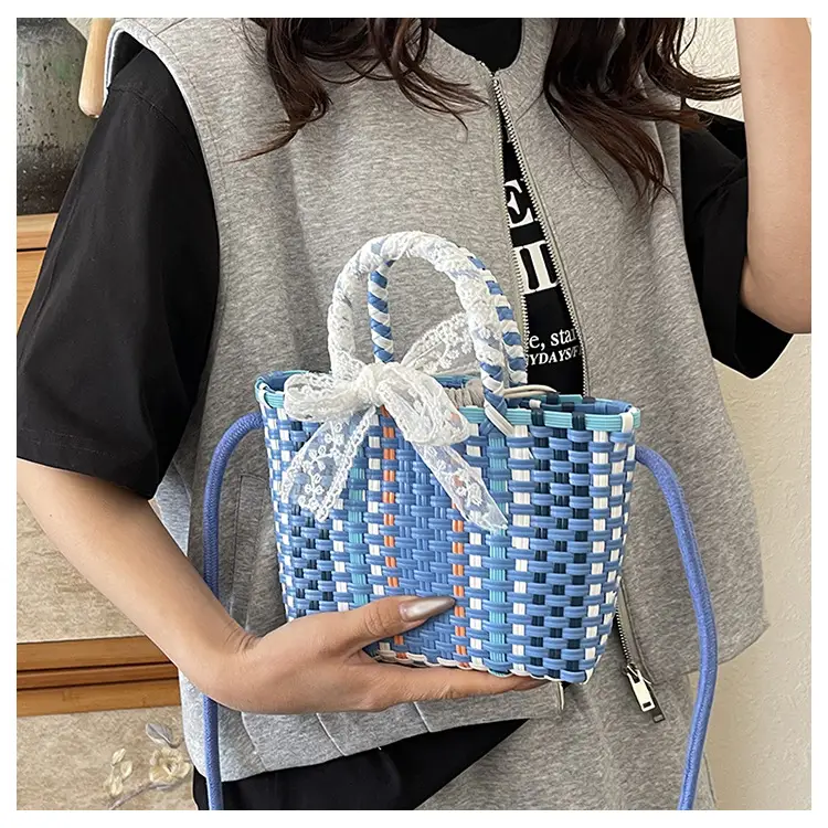 Blue Woven Crossbody Bag for Women Small Square Design — feature 9