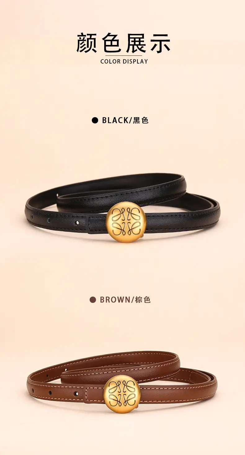 Women's White Leather Belt with Gold Buckle — feature 11