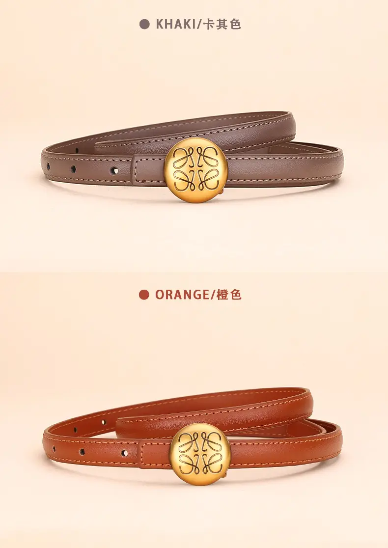 Women's White Leather Belt with Gold Buckle — feature 12