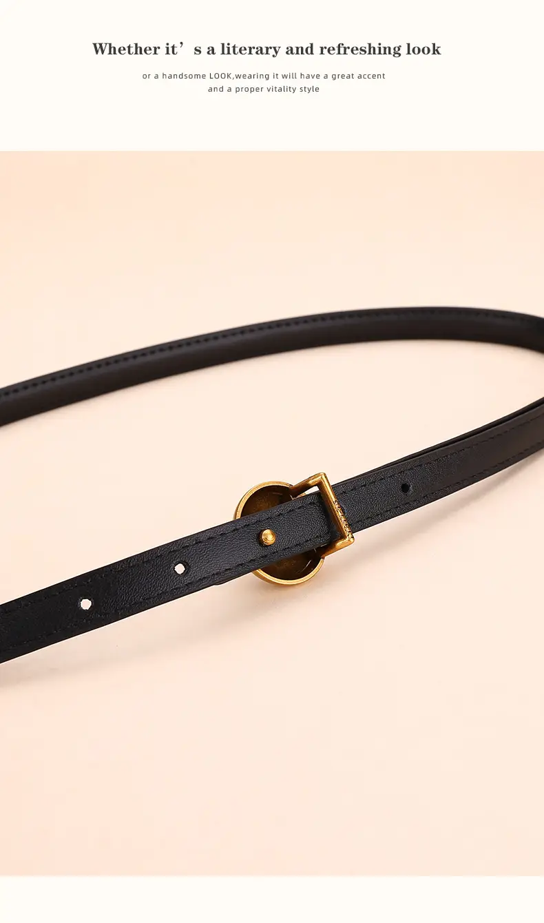Women's White Leather Belt with Gold Buckle — feature 18