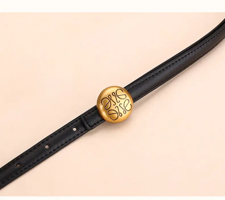Women's White Leather Belt with Gold Buckle — feature 20