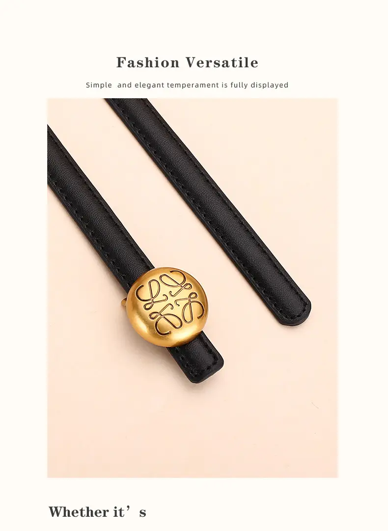 Women's White Leather Belt with Gold Buckle — feature 21