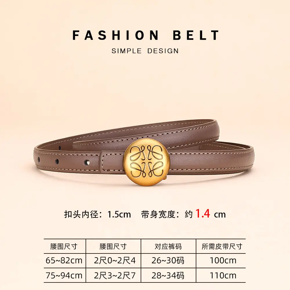 Women's White Leather Belt with Gold Buckle - Image 3