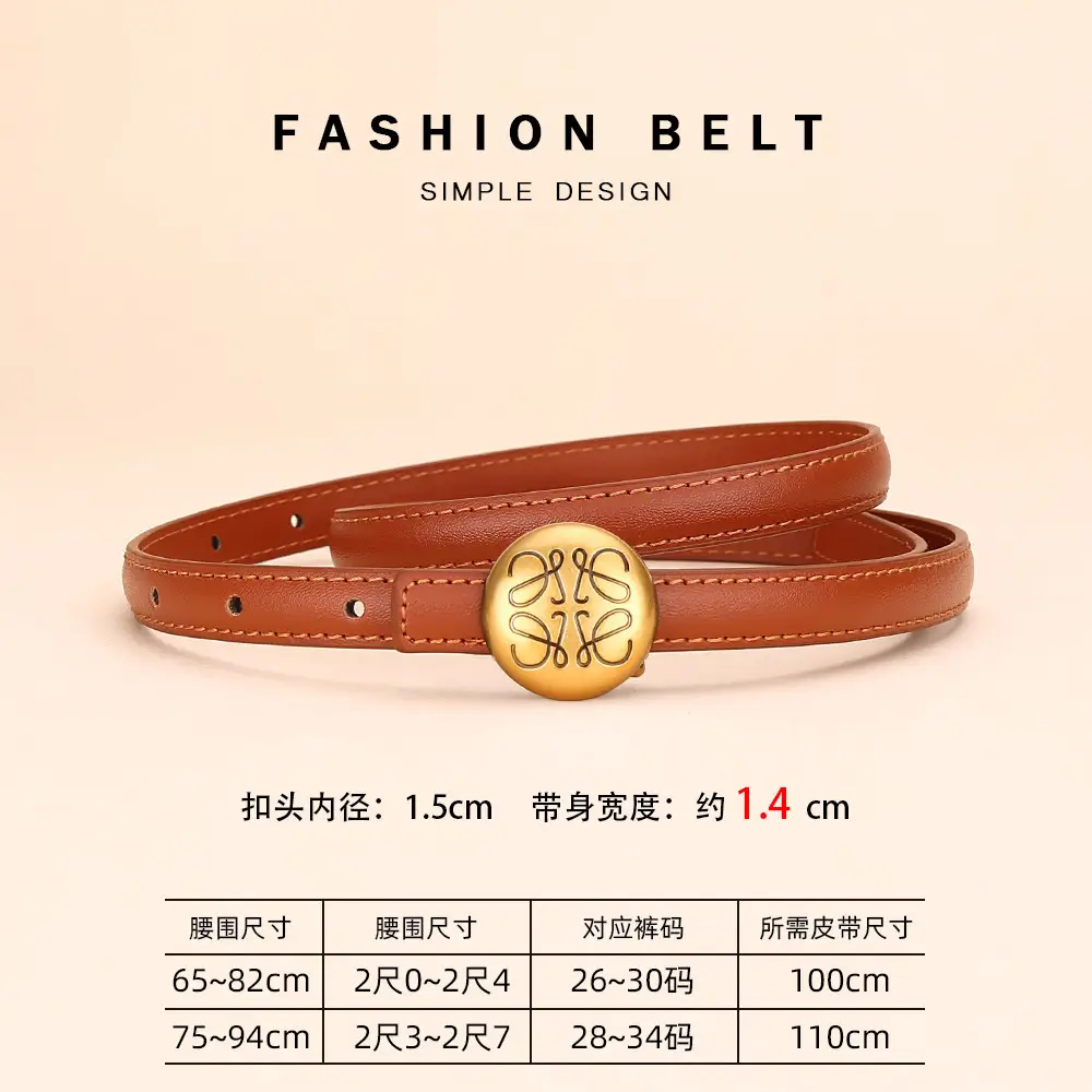 Women's White Leather Belt with Gold Buckle - Image 5