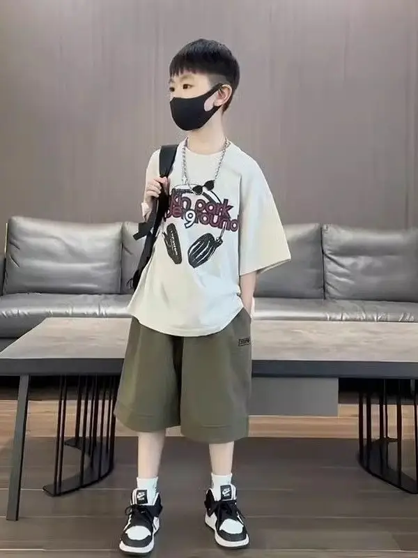 Boys Korean Fashion T-Shirt Pants Set 2024 - Image 4