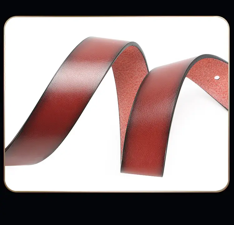 Men's Black Leather Belt with Pink Inner & Silver Buckle — feature 3