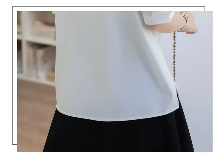 White Shirt Women's 2025 Summer New Casual Loose Professional French Niche Top V-Neck Short-Sleeved Shirt — feature 10