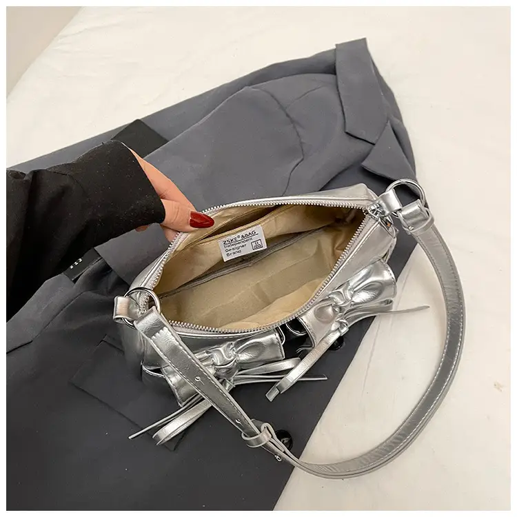 Feminine Silver Crossbody Bag Large Capacity Summer Fashion — feature 10
