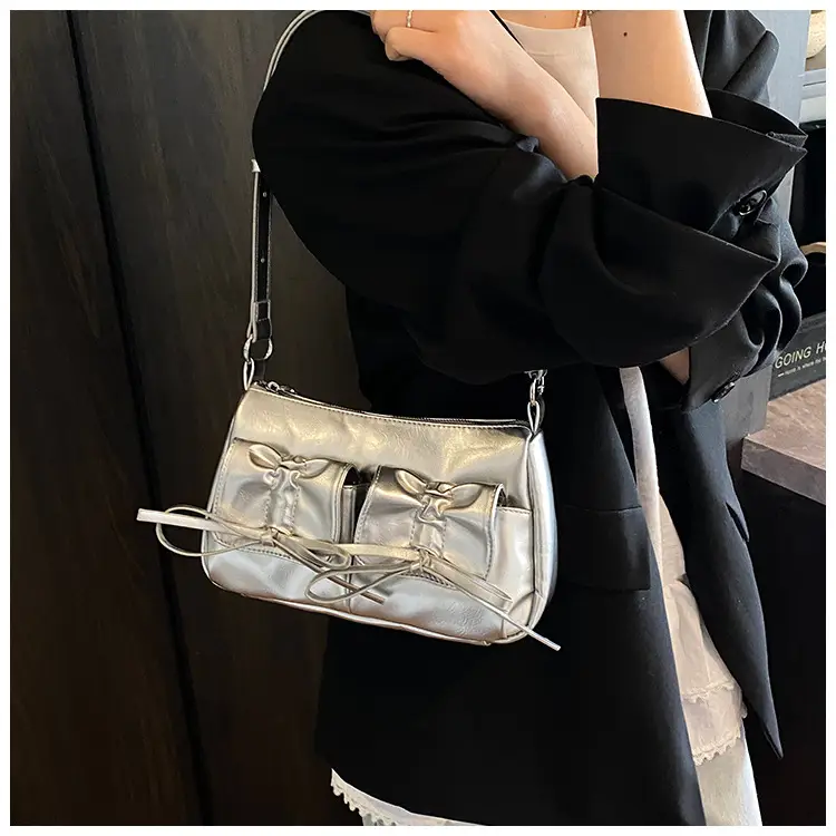 Feminine Silver Crossbody Bag Large Capacity Summer Fashion — feature 21