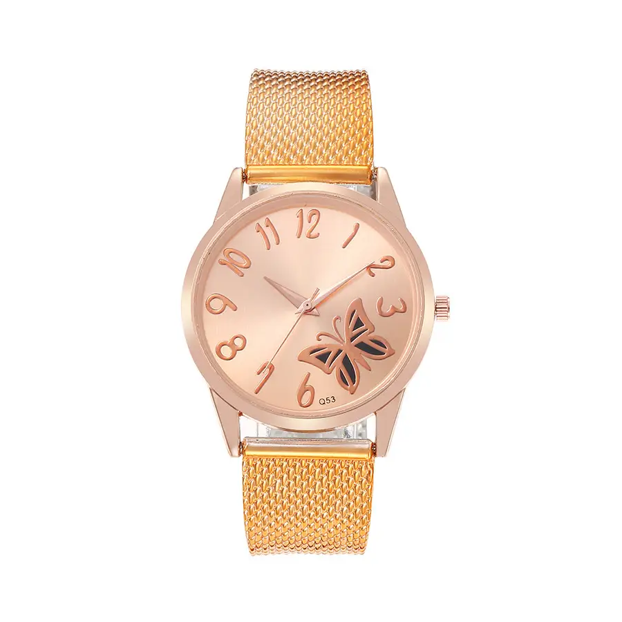 Women Butterfly Dial Rose Gold Mesh Watch - Image 12
