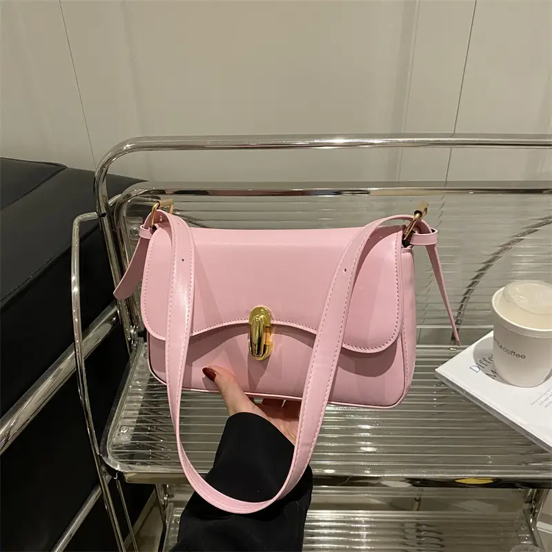 Pink Korean Textured Shoulder Bag for Women