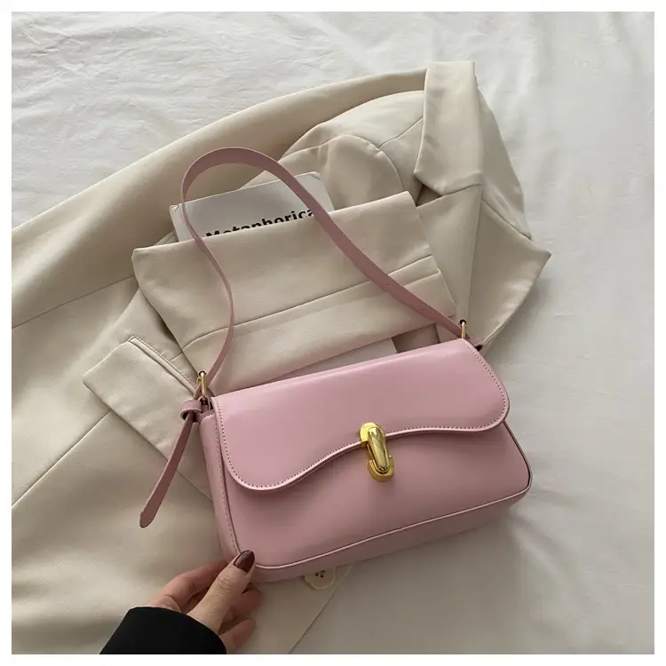 Pink Korean Textured Shoulder Bag for Women