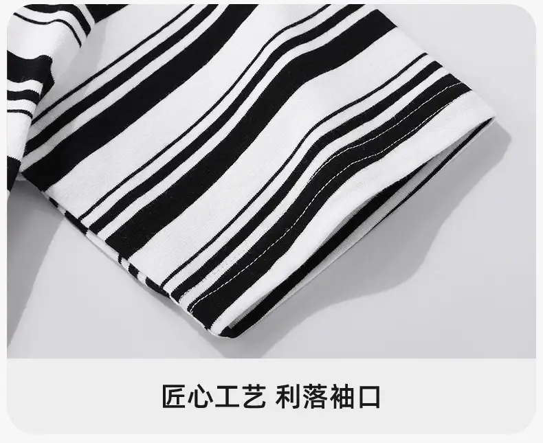 Japanese Retro Striped T-Shirt for Boys Summer Wear — feature 12
