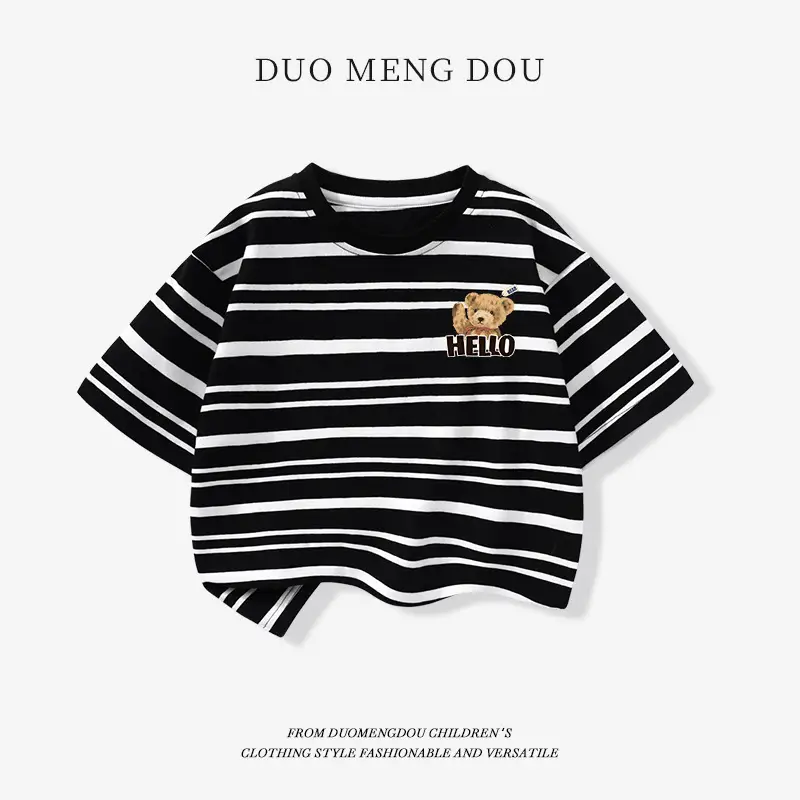 Japanese Retro Striped T-Shirt for Boys Summer Wear - Image 15