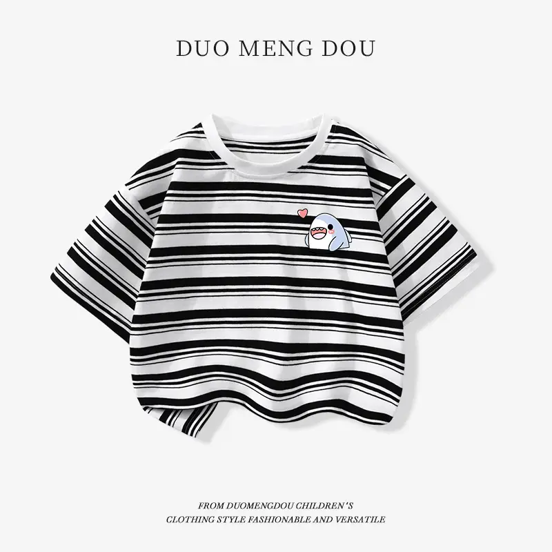 Japanese Retro Striped T-Shirt for Boys Summer Wear - Image 17