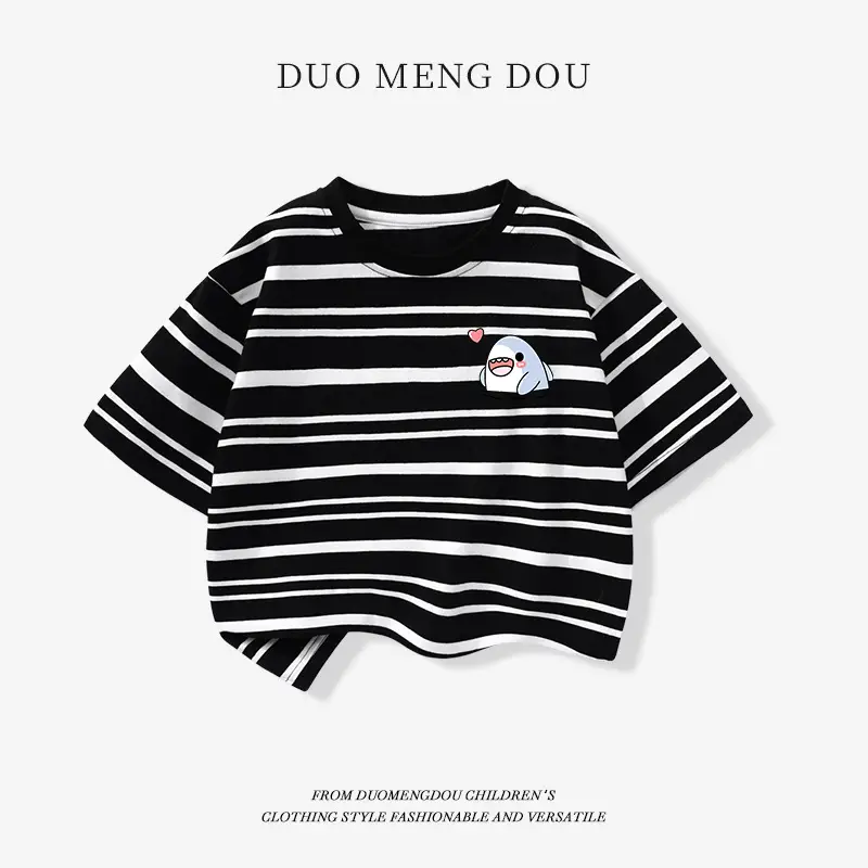 Japanese Retro Striped T-Shirt for Boys Summer Wear - Image 18
