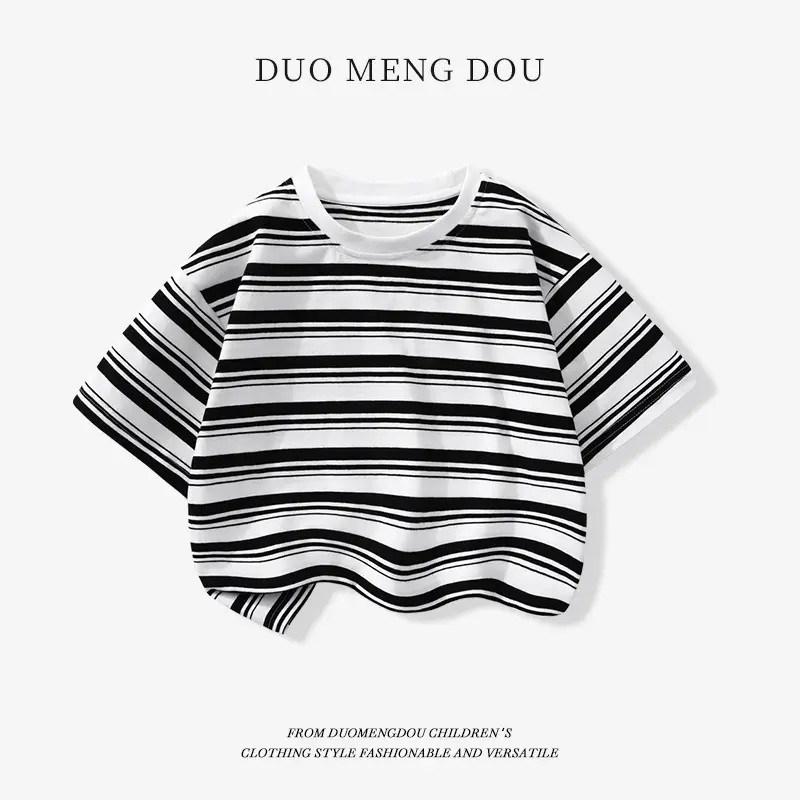 Japanese Retro Striped T-Shirt for Boys Summer Wear - Image 21