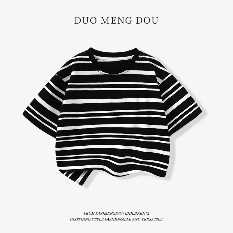 Japanese Retro Striped T-Shirt for Boys Summer Wear - Image 22