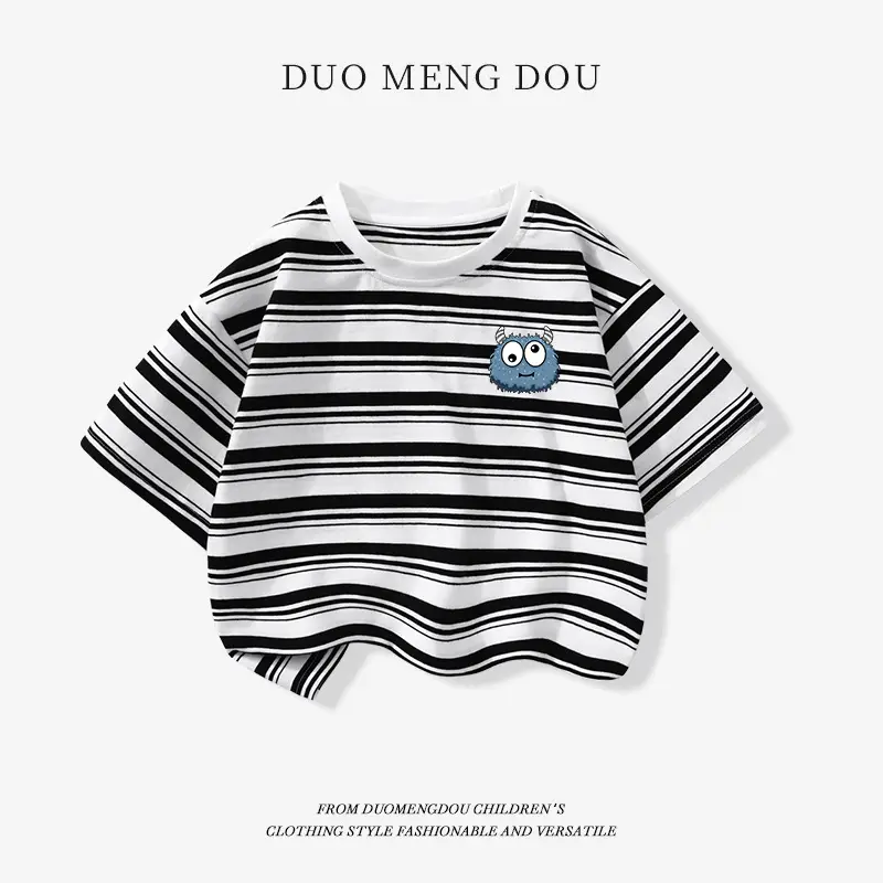 Japanese Retro Striped T-Shirt for Boys Summer Wear - Image 6